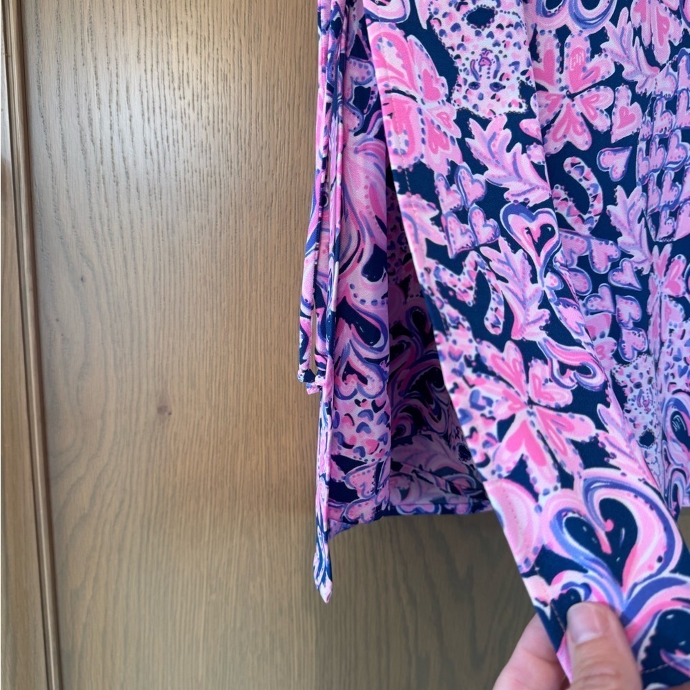 Lilly Pulitzer Pink and Blue Heart Cheetah Skort Dress Slit Side / 6 - Picture 5 of 15